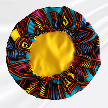 African Print Satin Bonnet